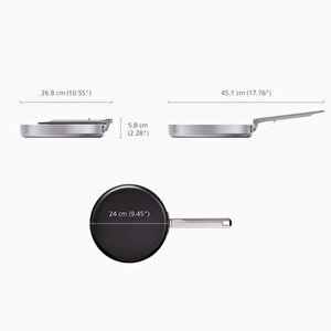 Joseph Joseph Space 3 Katmalı Paslanmaz Çelik Seramik Kaplama 24 Cm Kızartma Tavası