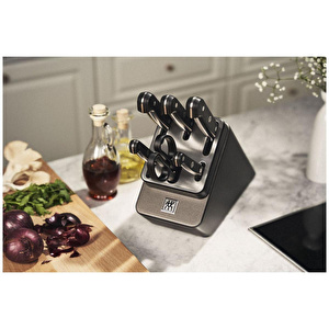 Zwilling Gourmet Blok Bıçak Seti Kendinden Bilemeli 7 Parça Antrasit görseli 2