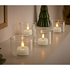 Tchibo Led’li Gerçek Tealight Mum, 4lü, Beyaz görseli 1