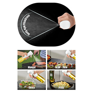 Vienev 2'li Airfryer Sprey Yağdanlık Cam Şişe - Izgara Fritöz Salata Yağ Püskürtücü Beyaz