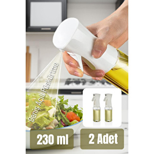 Vienev 2'li Airfryer Sprey Yağdanlık Cam Şişe - Izgara Fritöz Salata Yağ Püskürtücü Beyaz