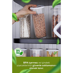 Vienev 12'li Etiketli Lux Hava Geçirmez Erzak Ve Baharat Saklama Kabı Seti 0,25 Lt Beyaz