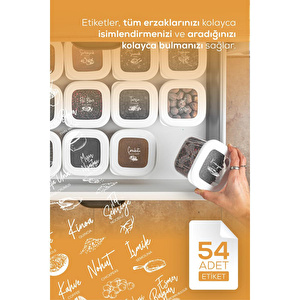 Vienev 12'li Etiketli Lux Hava Geçirmez Erzak Ve Baharat Saklama Kabı Seti 0,25 Lt Beyaz görseli 5