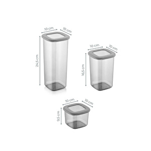 Vienev Etiketli Kare Erzak Saklama Kabı 6'lı Set 2x(0,55 Litre, 1,2 Litre, 1,75 Litre) Antrasit görseli 5
