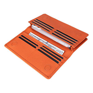 Bloominbag Celestina Pebble Orange Hakiki Deri Telefon Bölmeli Cüzdan görseli 2