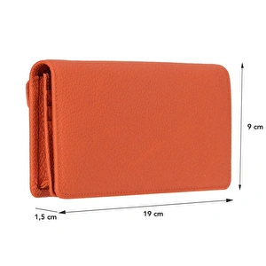 Bloominbag Celestina Pebble Orange Hakiki Deri Telefon Bölmeli Cüzdan görseli 4