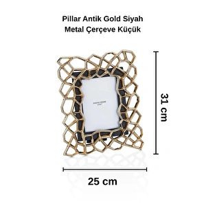 Cornella Pillar Antik Gold Siyah Metal Çerçeve Küçük En:25 Cm X Boy:31 Cm görseli 2