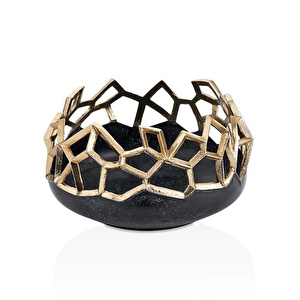 Pillar Antik Gold Siyah Metal Meyvelik Ağız:22 Cm X Boy:13 Cm