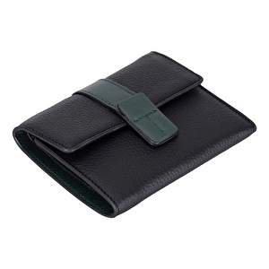 Bloominbag Liora Colorband Deri Kadın Cüzdan – Siyah & Zümrüt Yeşili görseli 4