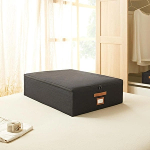 Ocean Home Textile 2'li Siyah Renk Jüt Destekli Kutu Hurç Set 45 X 55 X 18 + 55 X 70 X 18 Cm görseli 4