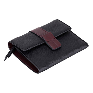 Bloominbag Liora Colorband Deri Kadın Cüzdan – Siyah & Bordeaux görseli 4