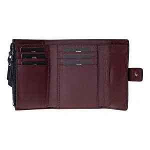 Bloominbag Liora Colorband Deri Kadın Cüzdan – Siyah & Bordeaux görseli 2