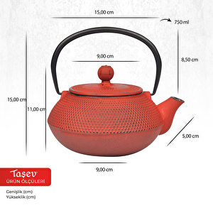 Bambum Taşev T2765 Linden Sümbül 750 Ml Kırmızı Döküm Demlik Çaydanlık