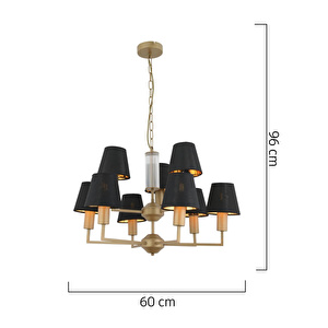 Apliqa Ellery 9'lu Eskitme Siyah Şapkalı Modern Plafonyer Genç Odası Yatak Odası Retro Salon Avize görseli 5