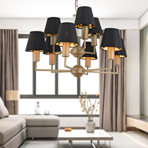 Apliqa Ellery 9'lu Eskitme Siyah Şapkalı Modern Plafonyer Genç Odası Yatak Odası Retro Salon Avize görseli 1