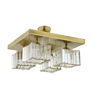 Apliqa Rivia 4 Lü Eskitme Plafonyer Kristalli Taşlı Modern Tasarım Kristal Salon Avize görseli 5