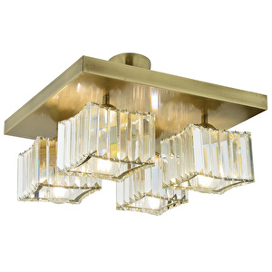 Apliqa Rivia 4 Lü Eskitme Plafonyer Kristalli Taşlı Modern Tasarım Kristal Salon Avize görseli 4