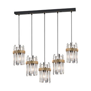 Apliqa Apatit 5'li Sıralı Siyah Eskitme Kristal Taşlı Modern Koridor Yatak Odası Salon Kristalli Avize görseli 2