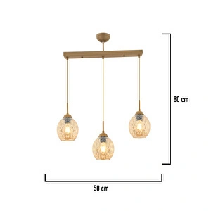 Apliqa Nino 3lü Sıralı Eskitme Modern Sarkıt Oturma Odası Salon Sarkıt Avize görseli 3