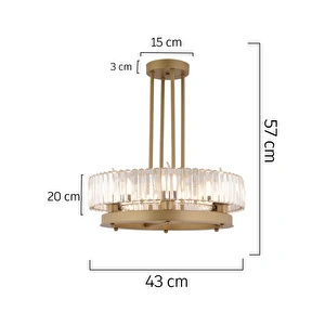 Apliqa Azalea 6lı Eskitme Kristalli Taşlı Modern Tasarım Kristal Büyük Salon Avize görseli 4