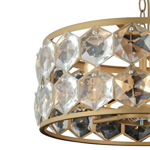 Apliqa Roman 5'li Yuvarlak Eskitme Kristalli Taşlı Modern Tasarım Kristal Salon Avize görseli 4