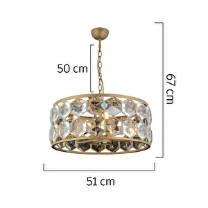Apliqa Roman 5'li Yuvarlak Eskitme Kristalli Taşlı Modern Tasarım Kristal Salon Avize görseli 5