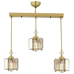 Apliqa Bonita Eskitme 3 Lü Sıralı Kristalli Taşlı Modern Tasarım Kristal Salon Sarkıt Avize görseli 3