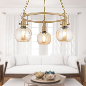 Apliqa Cherish 3'lü Yuvarlak Eskitme Bal Camlı Modern Oturma Odası Salon Avize görseli 1