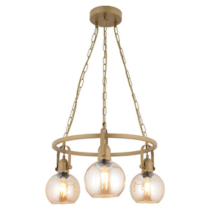 Apliqa Cherish 3'lü Yuvarlak Eskitme Bal Camlı Modern Oturma Odası Salon Avize görseli 3