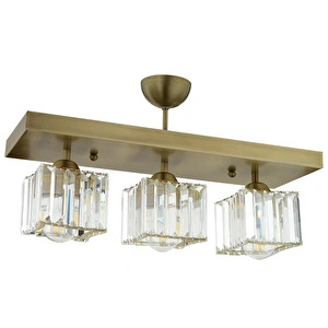 Apliqa Rivia 3 Lü Eskitme Plafonyer Kristalli Taşlı Modern Tasarım Kristal Salon Avize görseli 4