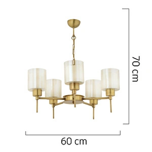 Apliqa Goldie 5 Li Eskitme Modern Yatak Odası Salon Avize görseli 4