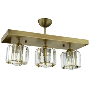 Apliqa Sabrina 3 Lü Sıralı Eskitme Plafonyer Kristalli Taşlı Modern Tasarım Kristal Salon Avize görseli 5