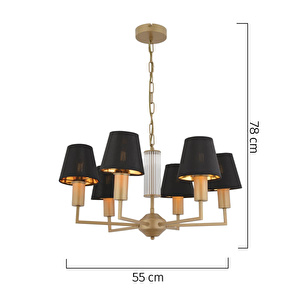 Apliqa Ellery 6'lı Eskitme Siyah Şapkalı Modern Plafonyer Genç Odası Yatak Odası Retro Salon Avize görseli 4