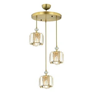 Apliqa Bonita Eskitme 3 Lü Yuvarlak Kristalli Taşlı Modern Tasarım Kristal Salon Sarkıt Avize görseli 4