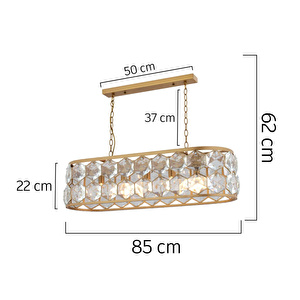Apliqa Roman 5'li Sıralı Eskitme Kristalli Taşlı Modern Tasarım Kristal Salon Avize görseli 5