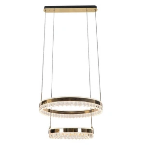 Apliqa Canel Gold İki Katlı 152 Watt Kristal Taşlı Modern Led Sarkıt Avize görseli 2
