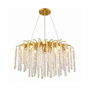 Apliqa Dina Serip Yemek Masa Üstü Gold Kaplamalı Modern Tasarım Salon Kristal Sarkıt Avize görseli 3