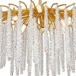Apliqa Dina Serip Yemek Masa Üstü Gold Kaplamalı Modern Tasarım Salon Kristal Sarkıt Avize görseli 4