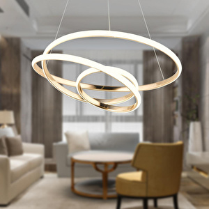 Apliqa Valter Gold 3 Renkli 75 Watt Kristal Ledli Modern Oturma Odası Salon Sarkıt Avize görseli 1