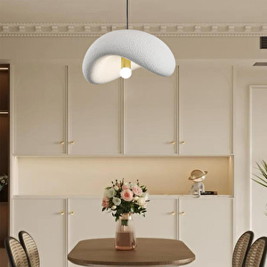 Voliny Tekli Beyaz Beton Modern Sarkıt Oturma Odası Salon Sarkıt Avize