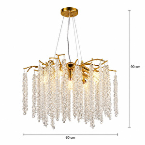 Apliqa Dina Serip Gold Kaplamalı Modern Tasarım Salon Kristal Sarkıt Avize görseli 5