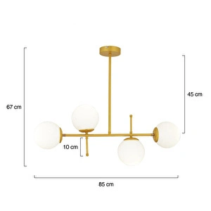 Apliqa Günay 4lü Gold Modern Mutfak Yemek Masası Üstü Yatak Odası Salon Avize görseli 5
