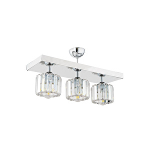 Apliqa Sabrina 3 Lü Sıralı Krom Kaplama Plafonyer Kristalli Taşlı Modern Tasarım Kristal Salon Avize görseli 3