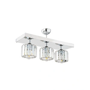 Apliqa Sabrina 3 Lü Sıralı Krom Kaplama Plafonyer Kristalli Taşlı Modern Tasarım Kristal Salon Avize görseli 4