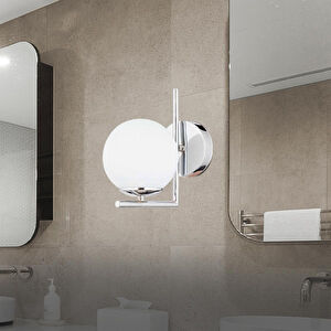 Apliqa Sara Krom Kaplama Duvar Lambası Yatak Odası-yatak Başı-banyo İçin Modern Aplik görseli 1