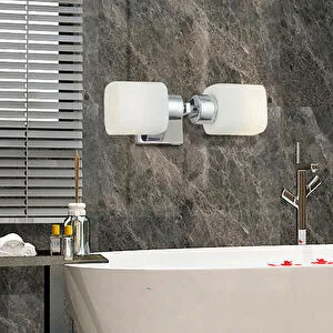 Apliqa Armin 2li Krom Kaplama Duvar Lambası Ayna Üstü-yanı Modern Banyo Aplik görseli 1