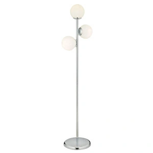 Apliqa Zambak 3 Lü Krom Beyaz Camlı Modern Dekoratif Tasarım Metal Lambader görseli 4