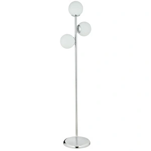 Apliqa Zambak 3 Lü Krom Beyaz Camlı Modern Dekoratif Tasarım Metal Lambader görseli 5