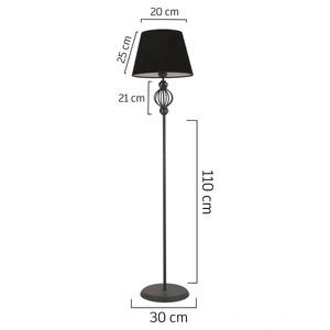 Apliqa Helezon Siyah Şapkalı Siyah Modern Tasarım Ayaklı Abajur Lamba Metal Lambader görseli 5