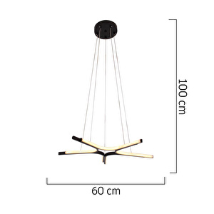 Apliqa Simon Mat Siyah Boyalı 50 Watt Led 300k Salon Oturma Odası Genç Odası Ledli Avize görseli 5